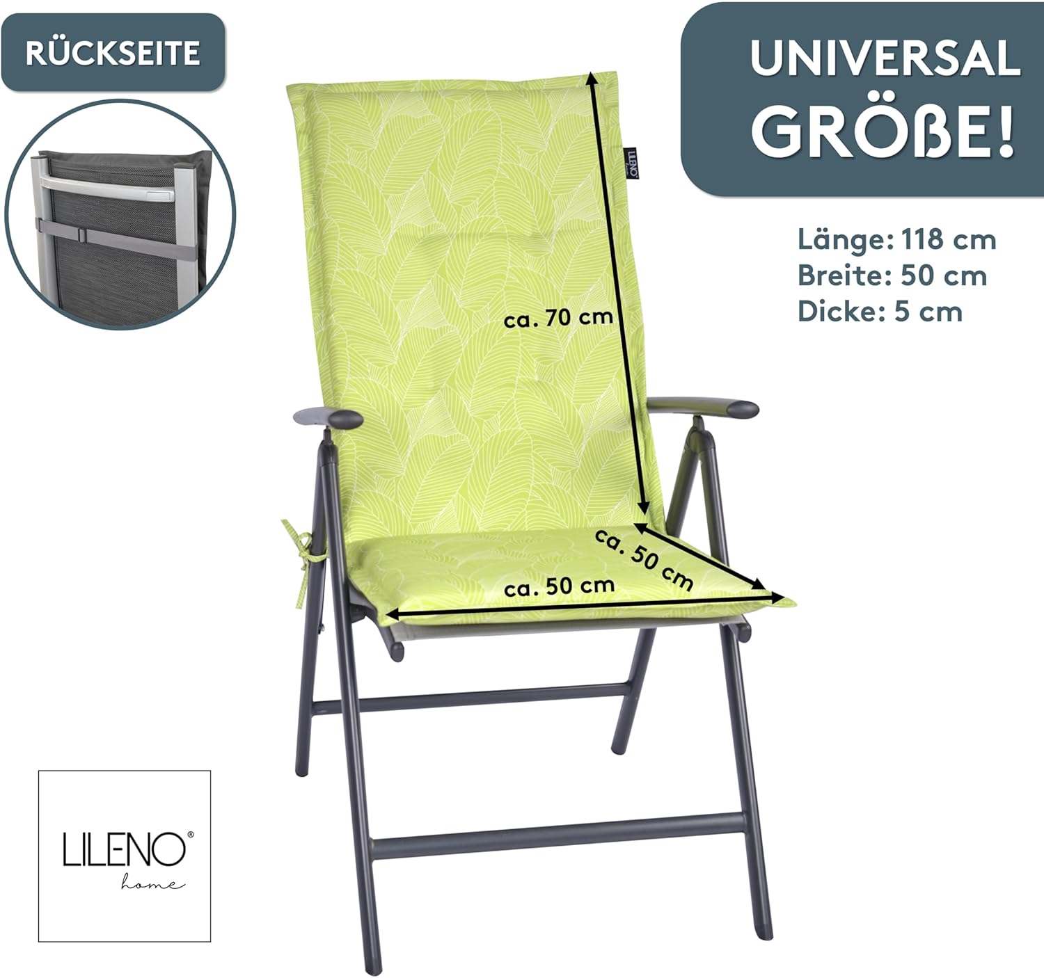 Detalle 2 de LILENO HOME Cojín para Silla de Jardín 🌿 Respaldo Alto