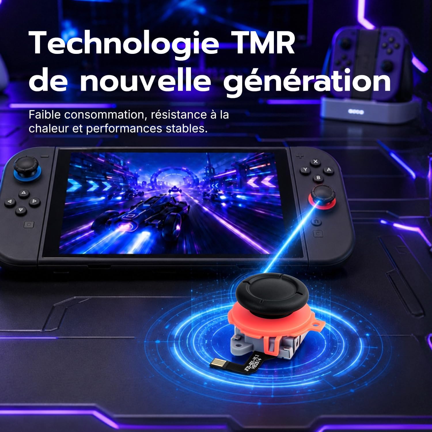 Detalle de Wigearss TMR Joysticks Électromagnétiques pour Nintendo Switch 2 – Kit de réparation avec capuchons et outils