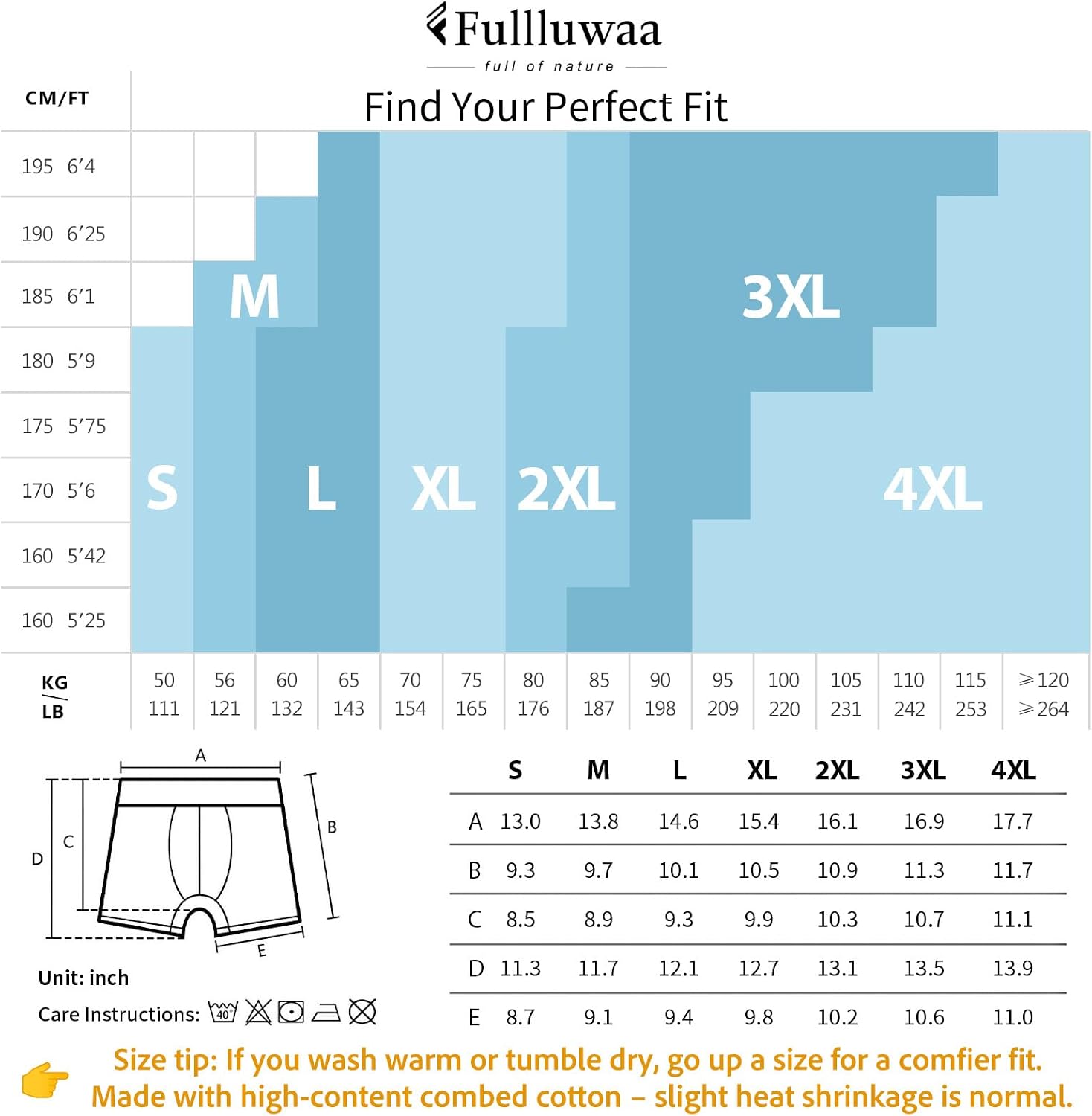 Detalle 2 de Fullluwaa Men's Boxer Shorts Pack (10) – Cotton, Breathable, Soft & Scratch‑Free