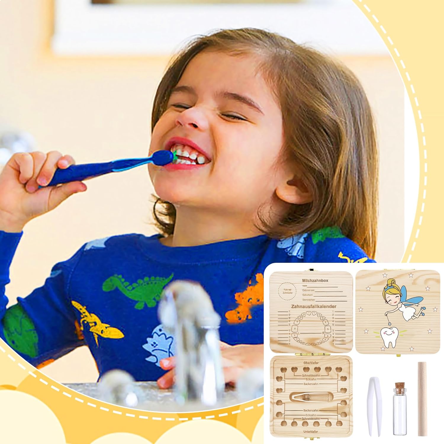 Thumbnail 6 de Shengruili Zahnbox aus Holz für Milchzähne – Aufbewahrungsbox für Baby-Zähne