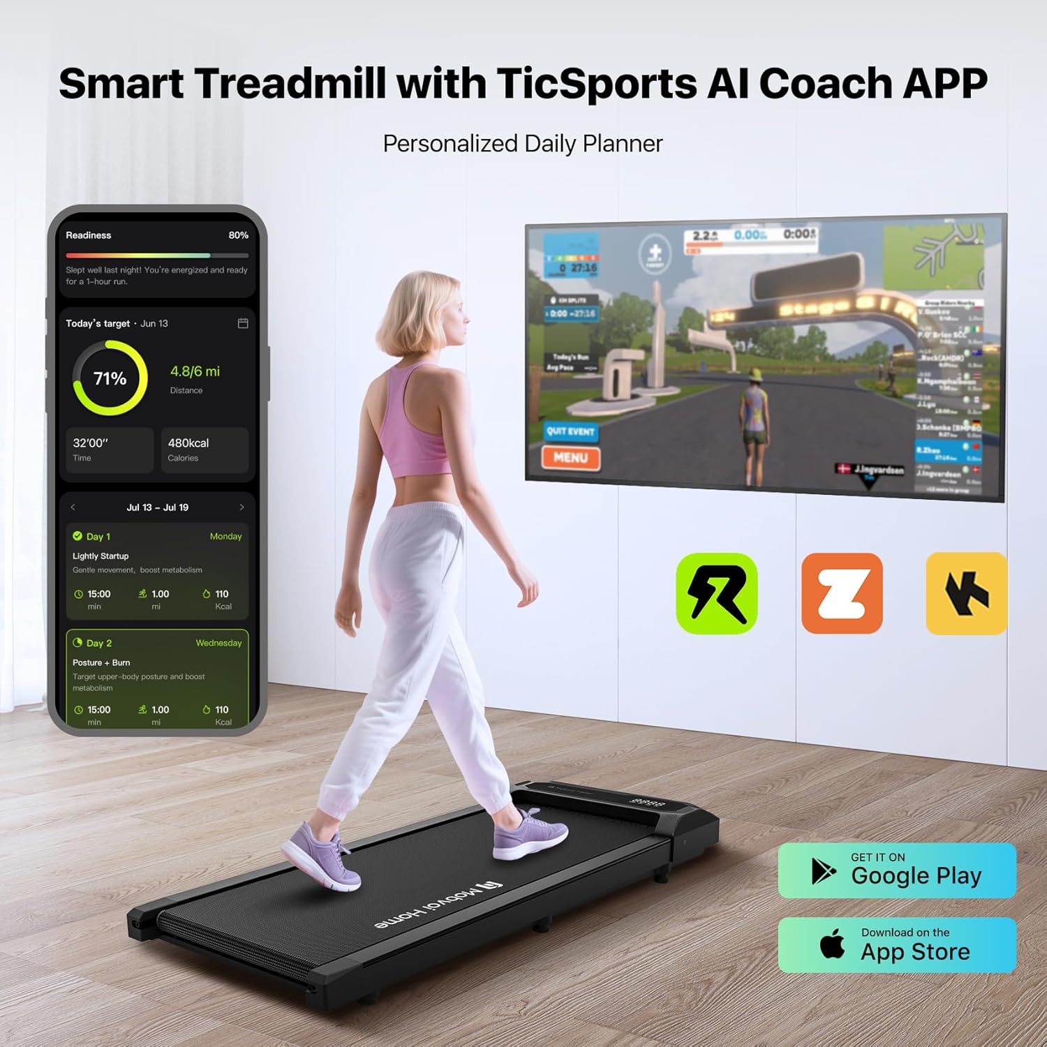 Thumbnail 4 de Mobvoi Walking Pad Smart AI Under Desk Treadmill: compact 2-in-1 cardio for home or office