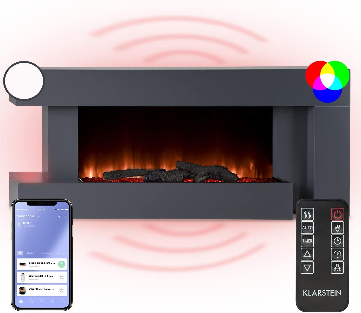 Thumbnail 2 de Klarstein Chimenea eléctrica con llama LED 2000W