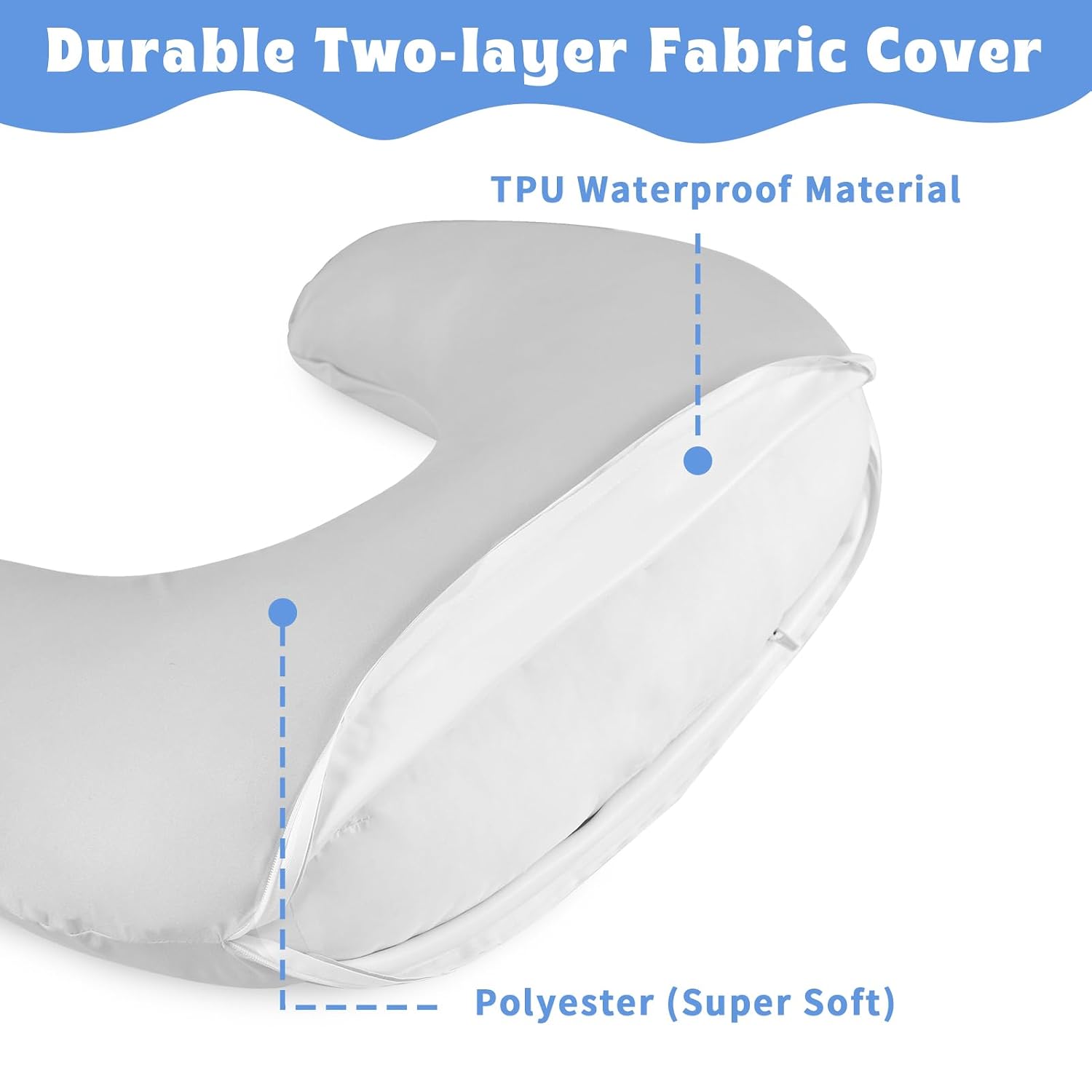 Detalle de Hooyax Nursing Pillow Cover in Gray