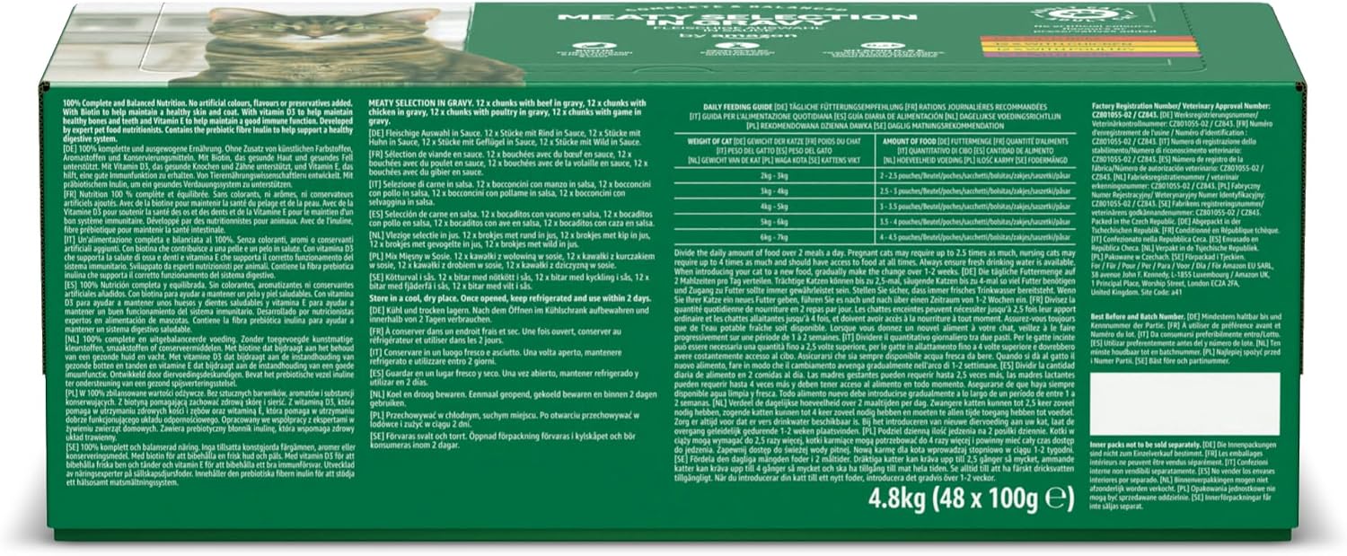 Thumbnail 6 de by Amazon Katzenfutter Nass – Fleischauswahl in Sauce, 4,8 kg (48 Packungen à 100 g)