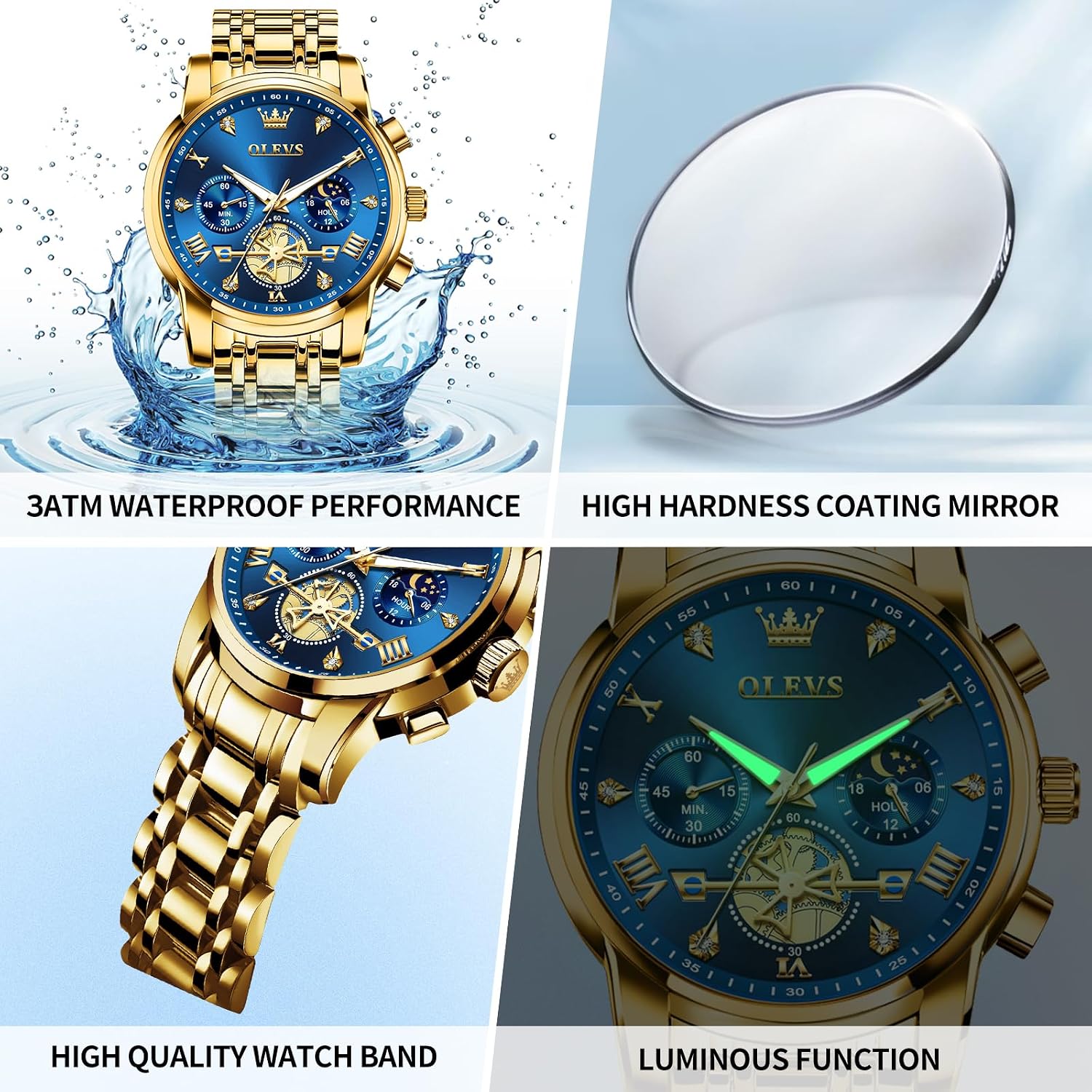 Detalle de OLEVS Men's Chronograph Watch 42mm