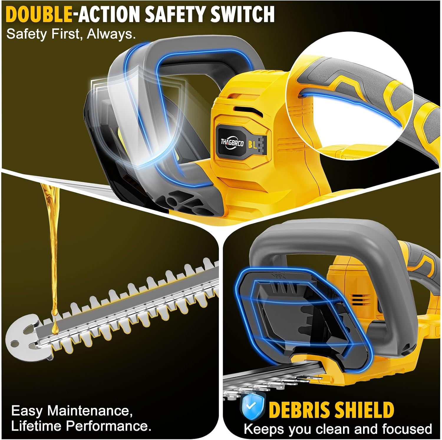 Thumbnail 6 de ThagBrco LLJ01 Cordless Hedge Trimmer, 22-Inch Dual-Action Blade, Brushless Motor