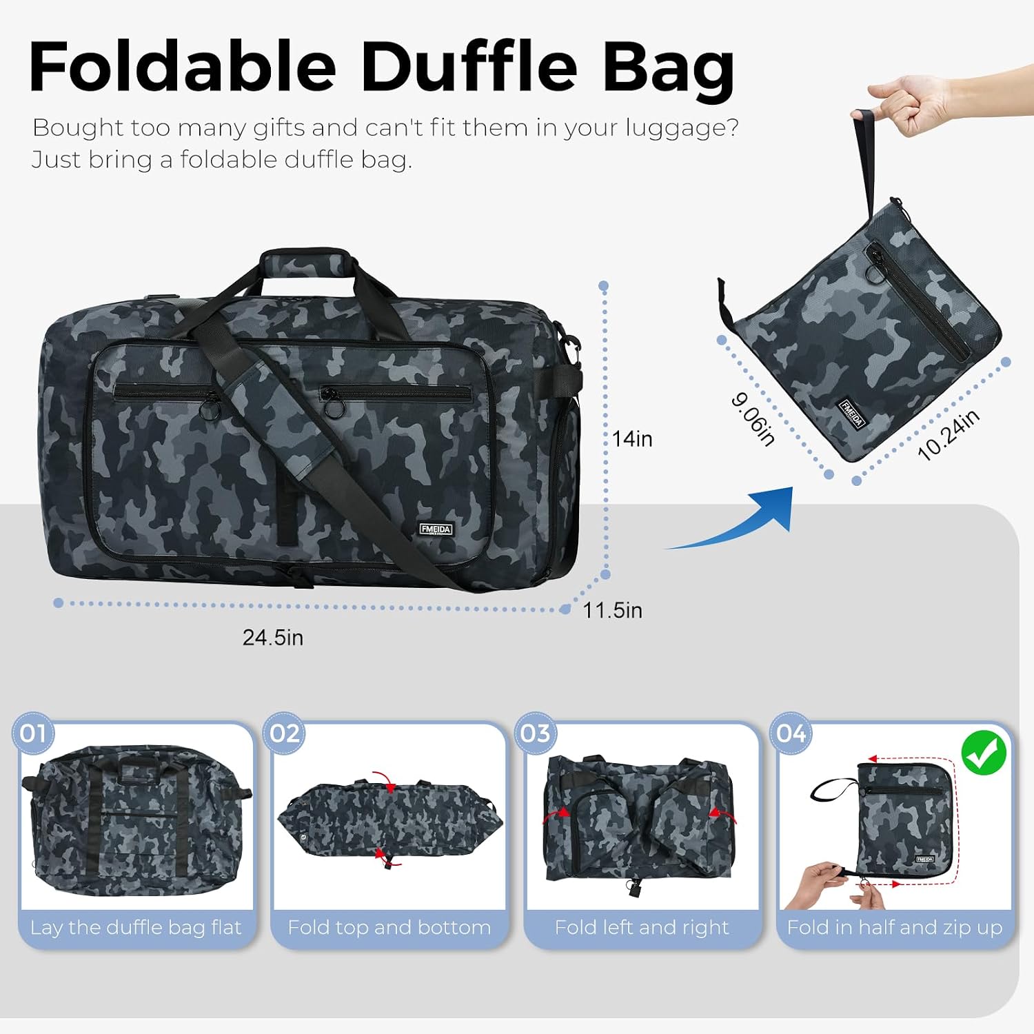 Detalle de Fmeida 65L Foldable Travel Duffle Bag