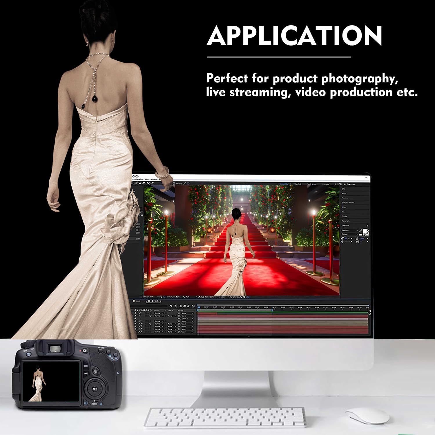 Detalle de Black Photo Backdrop for Photoshoot (8FTx10FT) Polyester Fabric for Portraits, Product Photos & Video