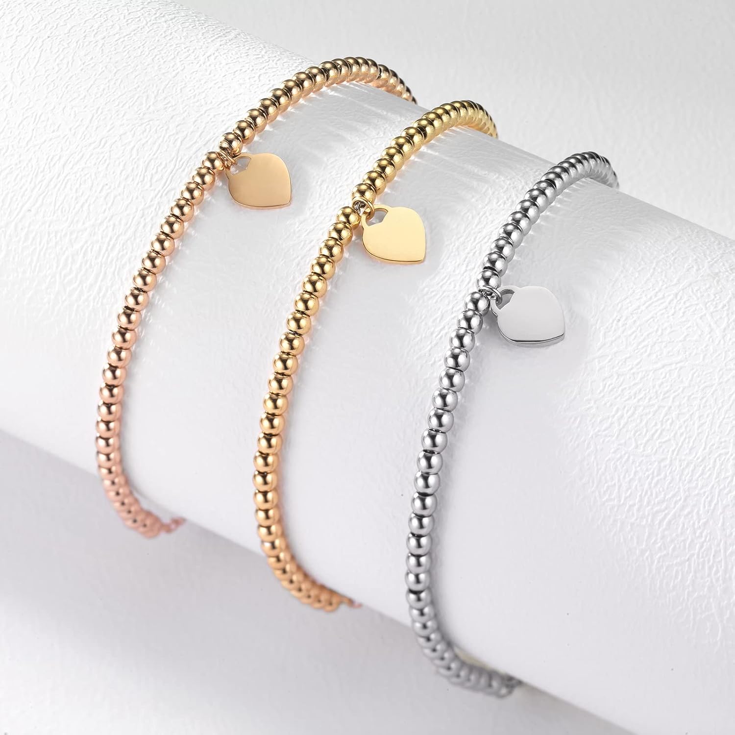 Thumbnail 6 de inSCINTILLE Cuore Rock: Bracciale Donna a Palline in Acciaio Inossidabile con Cuore Colorato