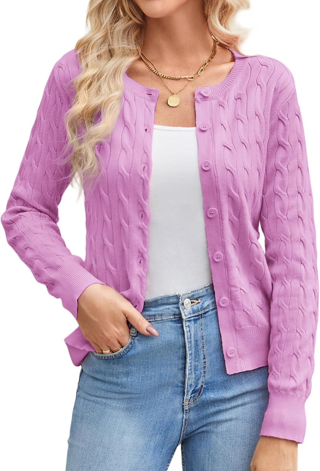 Detalle de GRACE KARIN Cable Knit Cardigan Sweater
