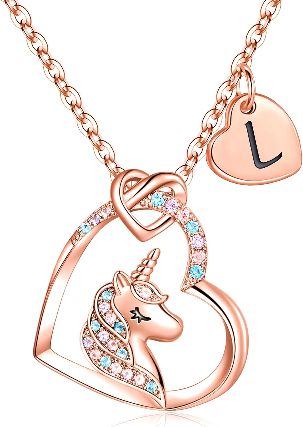 Detalle de TINGN Collier Licorne Plaqué Or Rose 14 Carats