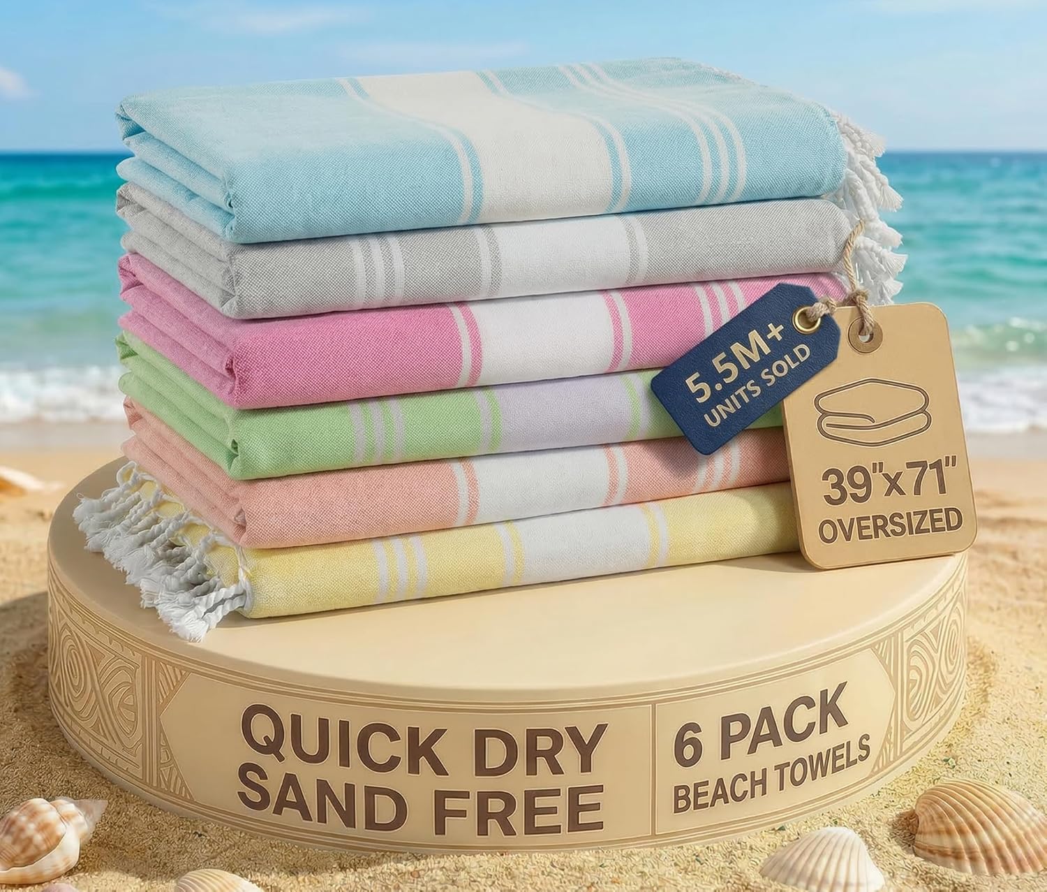 Detalle de LANE LINEN Turkish towels, set of 6