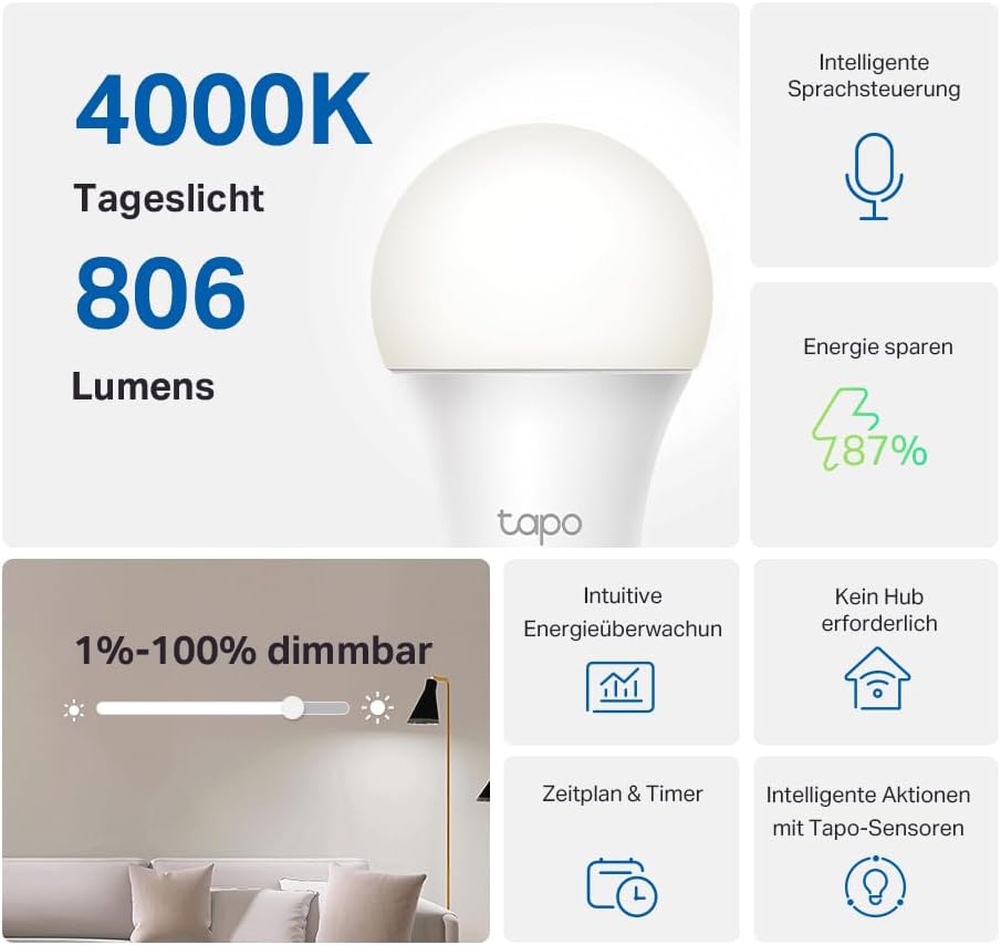Thumbnail 1 de TP-Link Tapo L520E smarte E27-Glühbirne, dimmbar