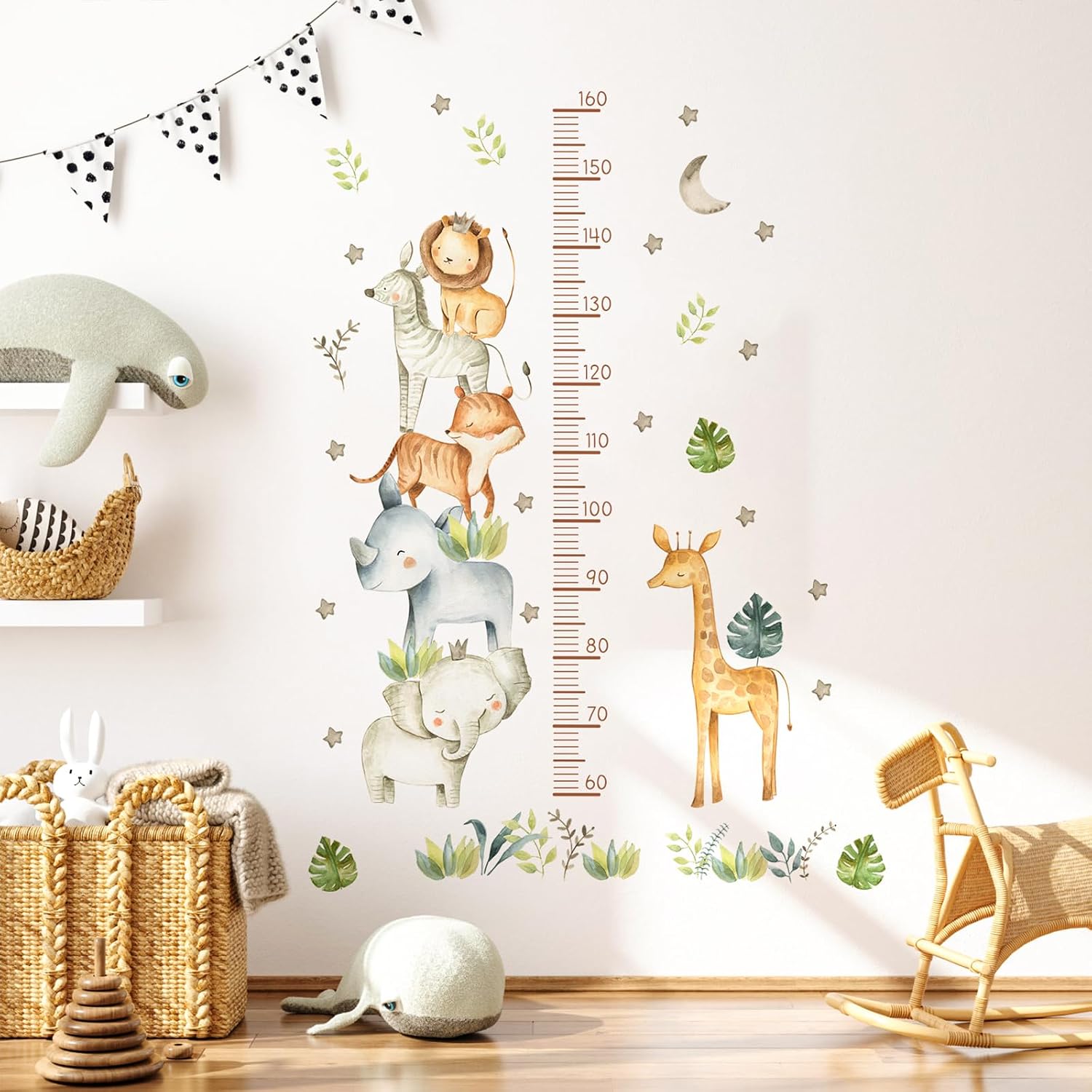 Detalle de Kitnelw dierenmeetlat voor de kinderkamer, 160 cm, pvc