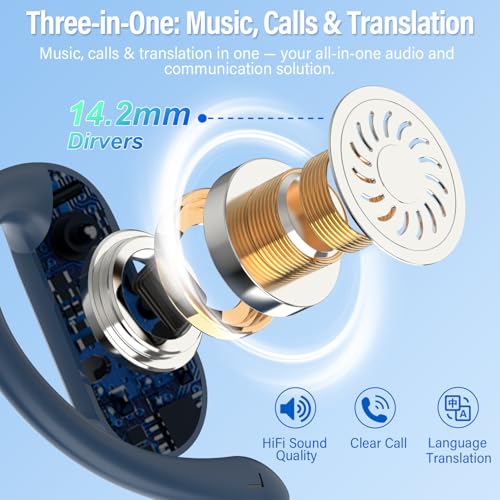Detalle de AI Auricolari Traduzione Simultanea DUSONLAP: Traduzione in tempo reale per 165 lingue, 6 modalità e Bluetooth 5.4
