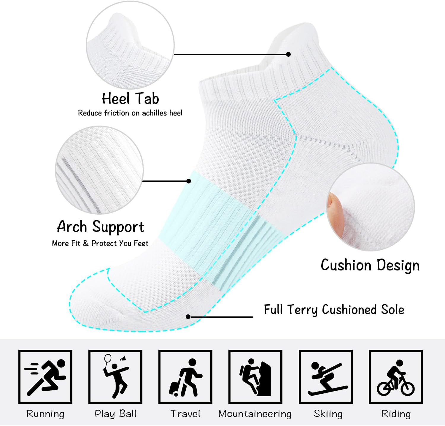 Thumbnail 2 de ILovDaisy Trainer Running Socks Womens – 5 Pairs