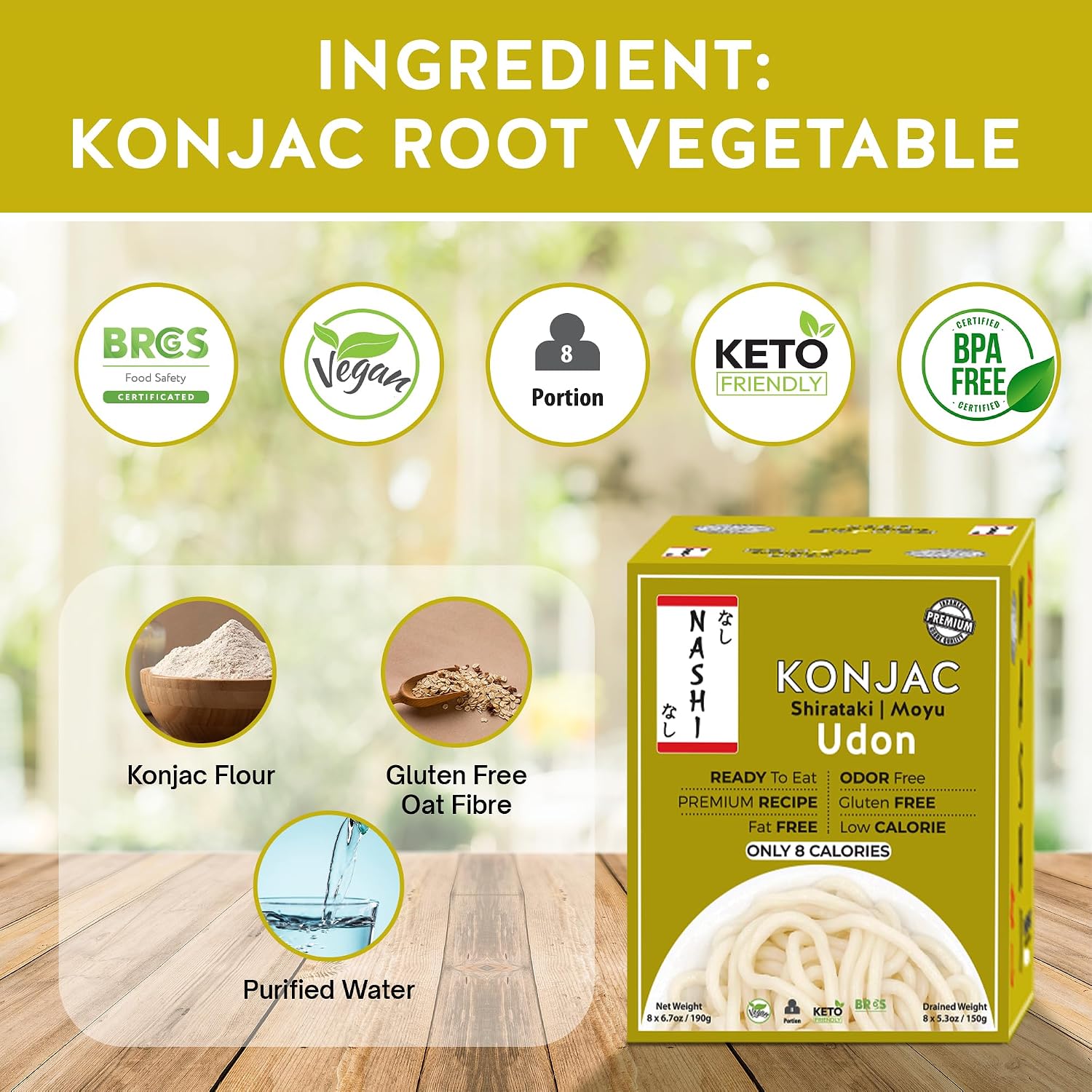 Thumbnail 6 de Nashi Shirataki Konjac Udon Noodles (8×190g) – Senza Odore, Basso Contenuto Calorico, Kosher Keto Friendly