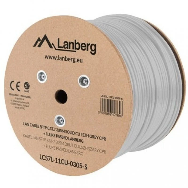 Thumbnail 1 de Lanberg Cable LAN SFTP CAT.7 — Bobina de 305 m en gris COOL GREY 5C
