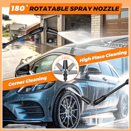 Thumbnail 3 de Gisam Hidrolimpiadora de Alta Presión, Hidrolimpiadora Portatil MAX 65 Bar con 2 x 4000mA Baterías, Pulverizador de Espuma, 6 en 1 Boquilla Multiusos y 180° Boquilla Giratoria (Gisam-01)