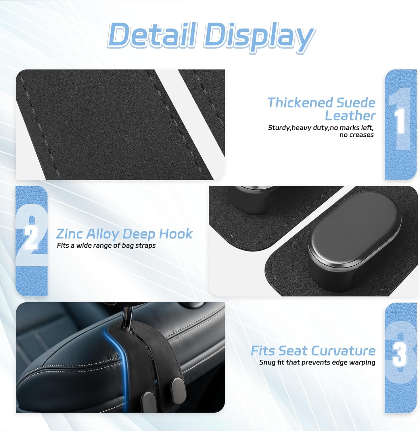 Thumbnail 5 de Fitnice Car Seat Headrest Hooks 7.8 in