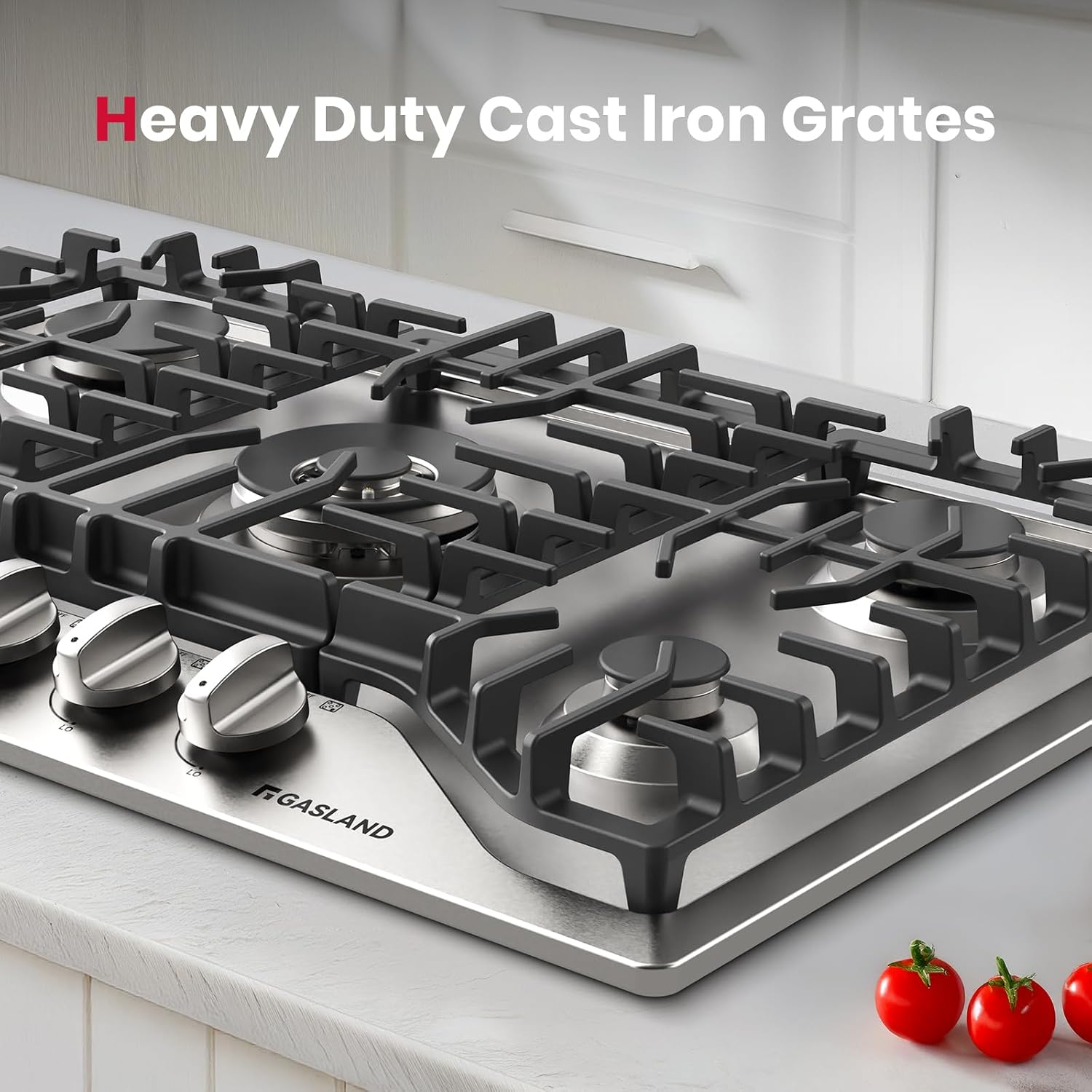 Detalle 2 de GASLAND PRO GH3305SF 30-Inch Gas Cooktop with 5 Burners and Reversible Griddle