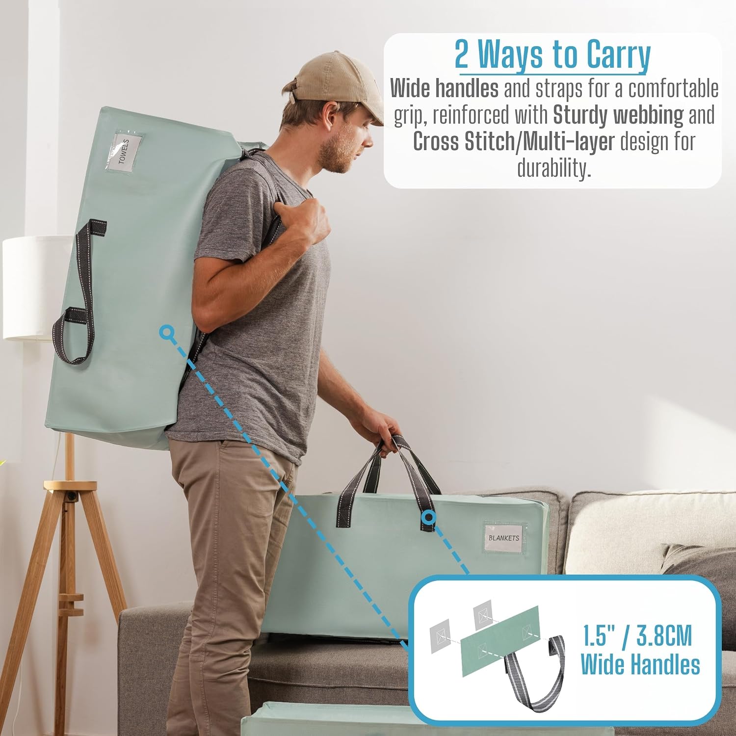 Thumbnail 1 de Veno 10 Pack Heavy-Duty Extra Large Moving Bags (Light Green Matte) with Backpack Straps