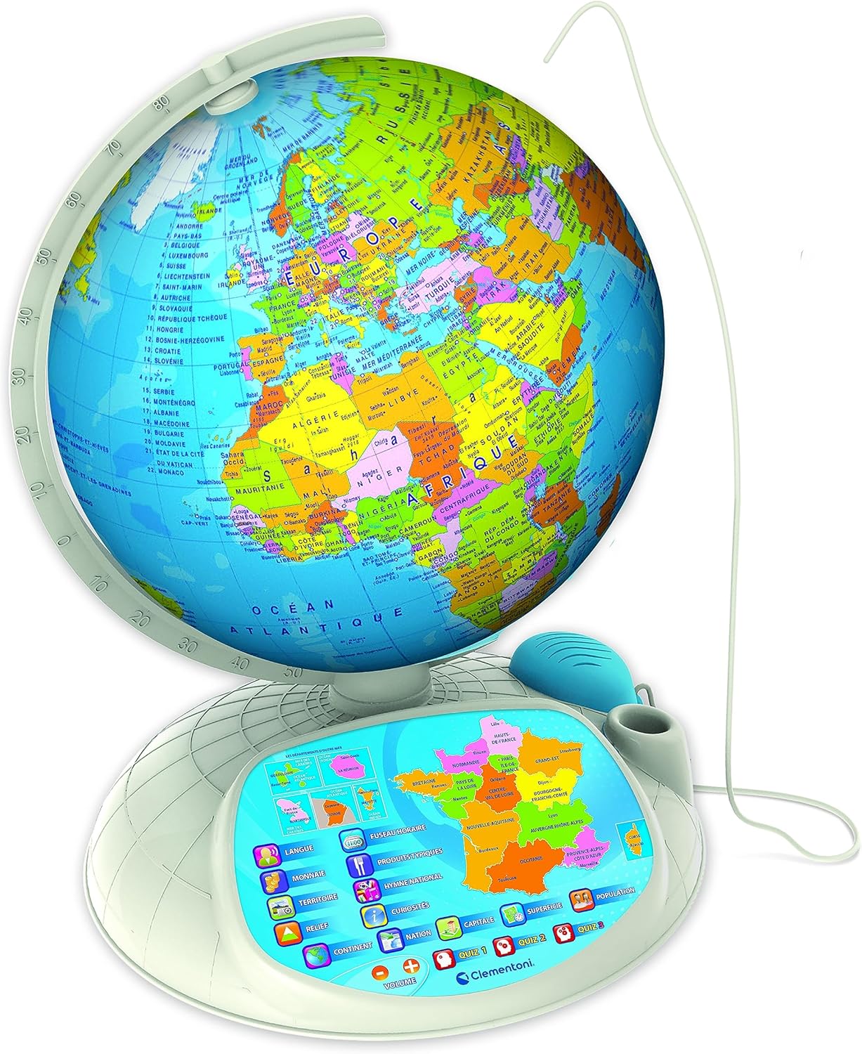 Clementoni Exploraglobe 7 Ans + : globe interactif éducatif avec stylo à lecture optique et réalité augmentée