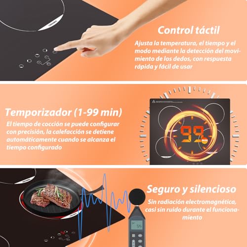 Detalle de TOPWISH placa vitrocerámica 4 fuegos de 60 cm: análisis práctico para decidir