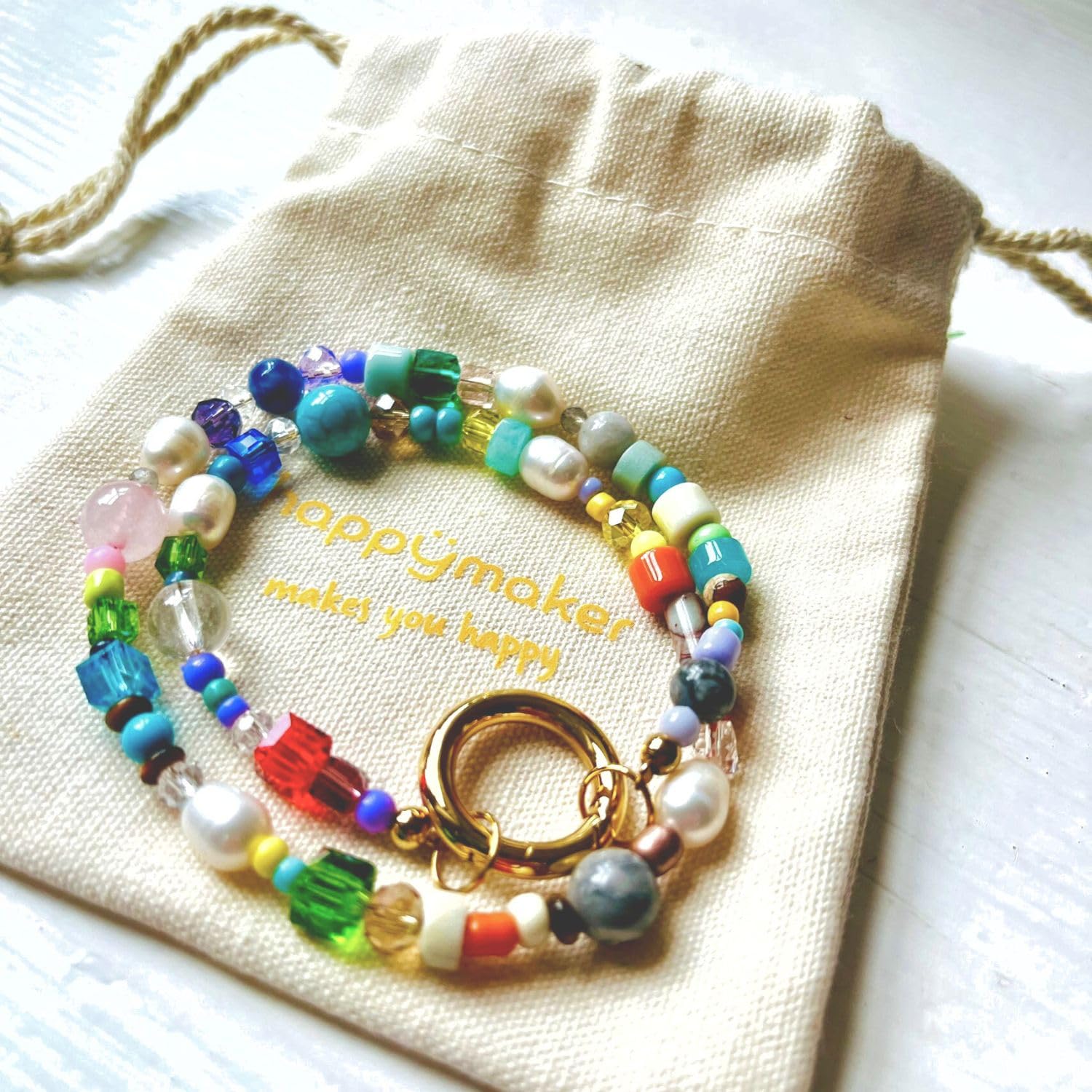 Thumbnail 5 de happymaker – Perlenkette Damen bunt mit echten Süßwasserperlen und Glasperlen, handmade in Deutschland