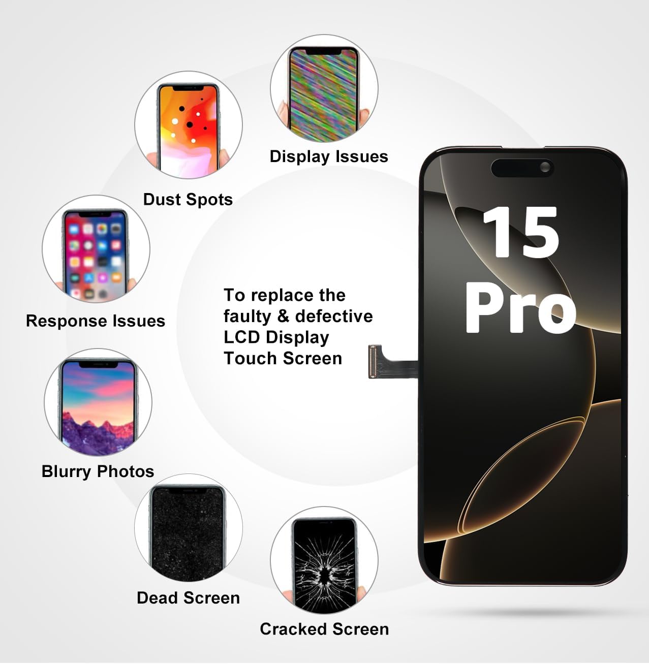 Detalle de LL TRADER iPhone 15 Pro Screen Replacement, 6.1-inch FHD Display