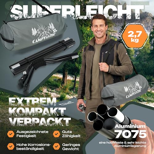 Detalle de Camptastic Feldbett XXL 200x80x19 cm – Ultraleicht, kompakt und robust
