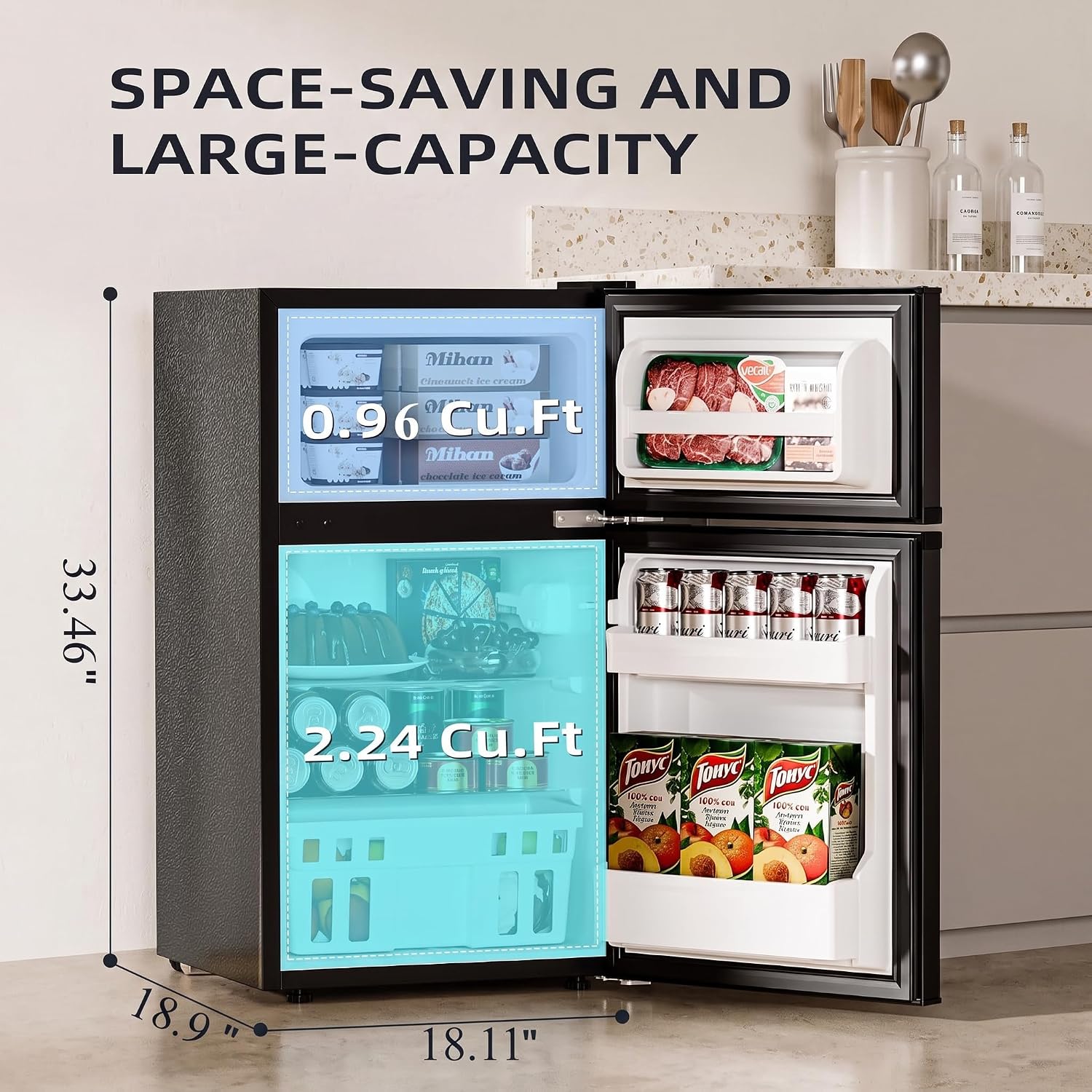 Detalle de Antarctic Star BCD-87 3.2 Cu. Ft. 2-Door Compact Refrigerator with Freezer