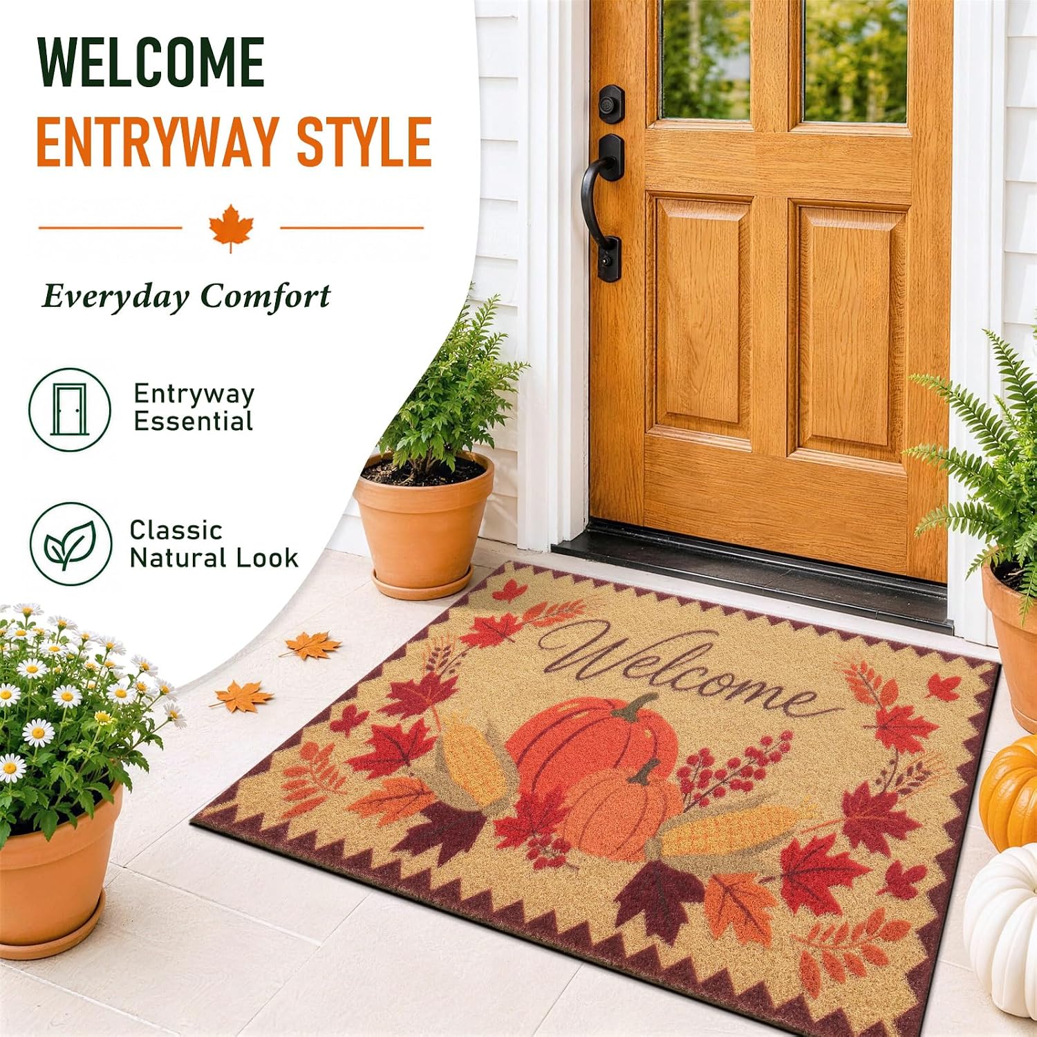 Thumbnail 4 de OLANLY 30" x 17" Front Door Mat, Low-Profile Polyester Pumpkin Design