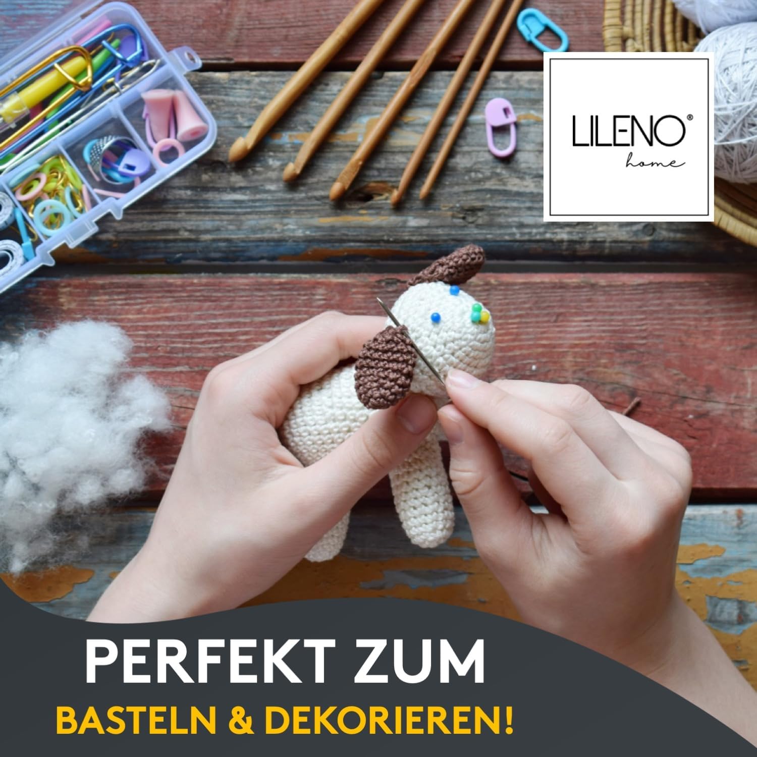 Thumbnail 3 de LILENO HOME Füllwatte 500 g im Vlies-Beutel – Füllmaterial & Bastelwatte, waschbar bis 95 °C