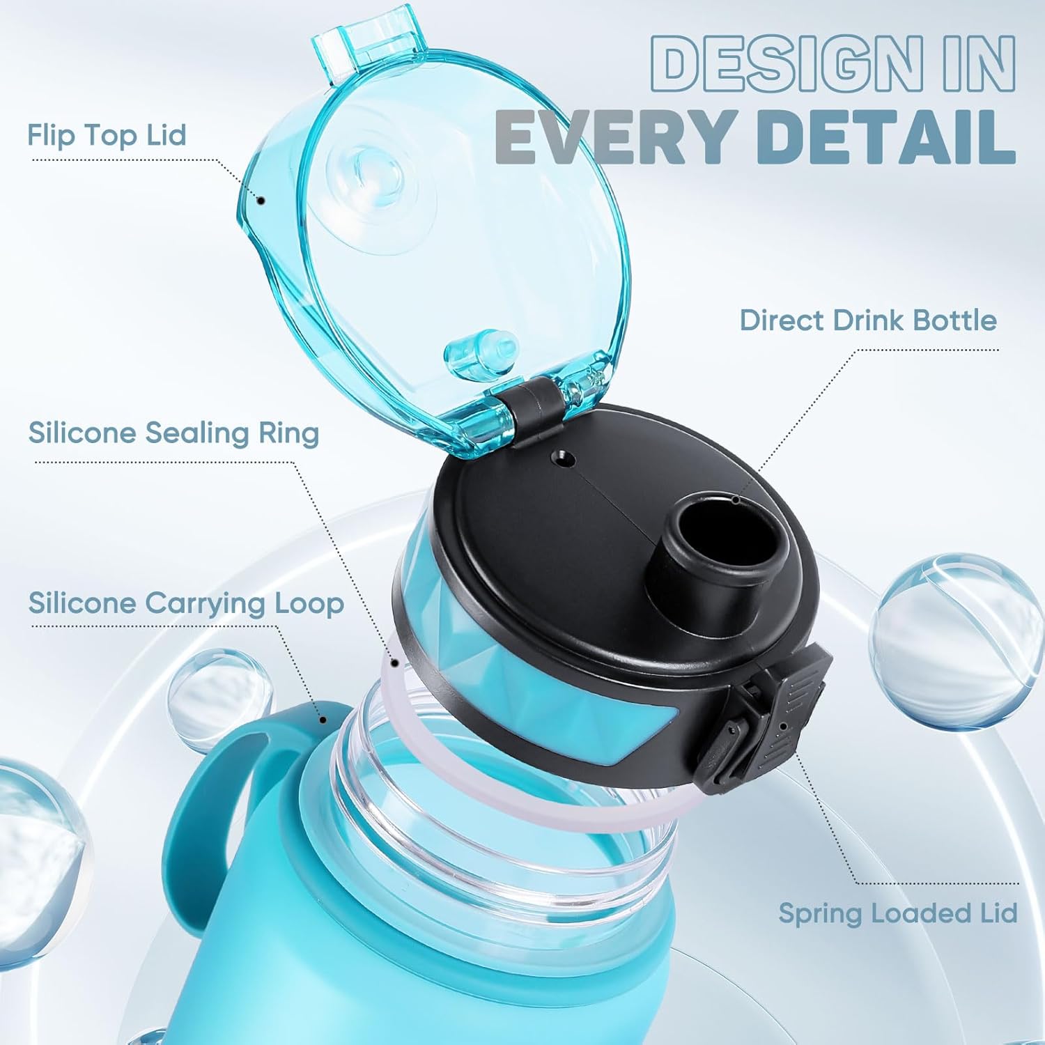 Thumbnail 2 de FULDENT Trinkflasche 1L Sport-Wasserflasche mit rutschfestem Gummi-Grip (BPA-frei) für Fahrrad, Outdoor, Schule & Gym