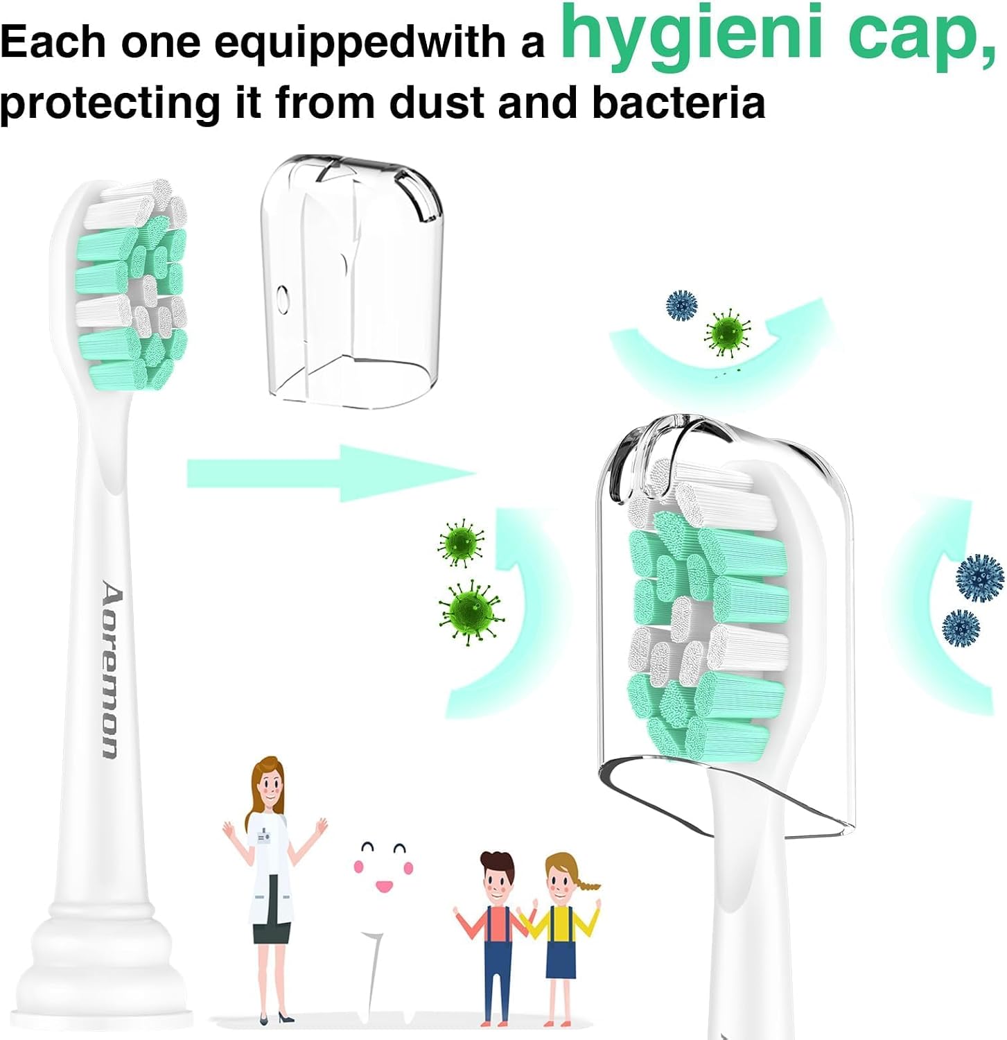 Thumbnail 6 de Aoremon Toothbrush Replacement Heads for Philips Sonicare C2 Plaque Control (10 pcs) with Medium-Firm Dupont Bristles