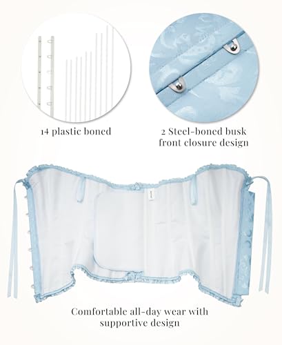 Thumbnail 4 de SZIVYSHI Cabana Blue Corset for Women, Strapless Lace-Up Bustier, Size XS