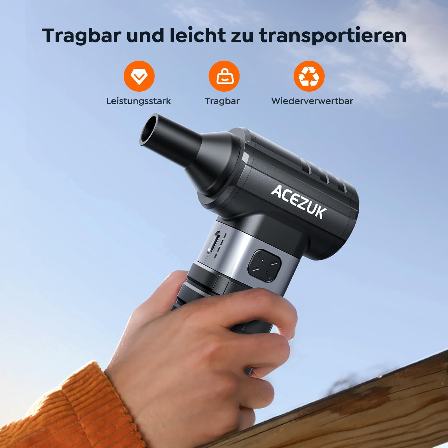 Detalle de ACEZUK Elektrische Staubgebläse: 4-Gang Luftspray mit Akku für PC, Elektronik und Haushalt