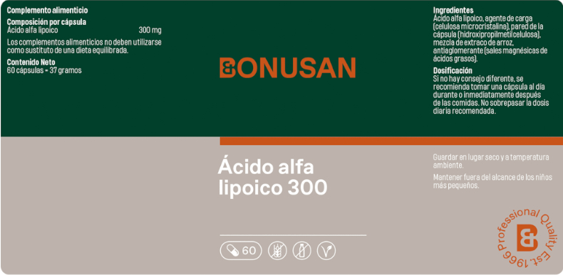 Thumbnail 1 de Bonusan Ácido Alfa Lipoico 300 (60 cápsulas)