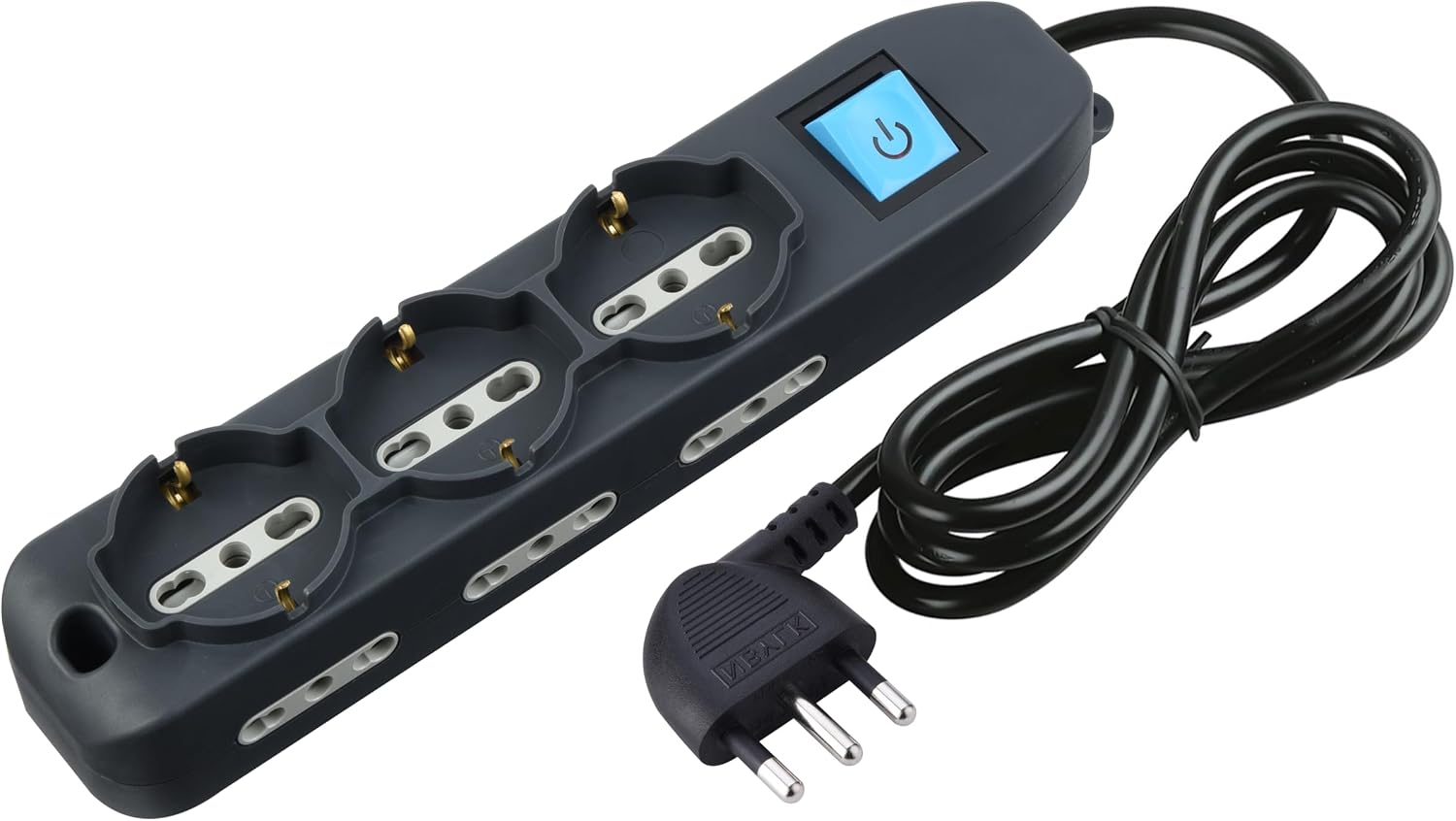 Thumbnail 1 de Electraline 62019 Multipresa 9 Posti 3 Polivalenti + 6 Bivalenti, Nero, 1,5 m