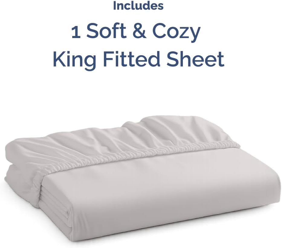 Thumbnail 3 de King Fitted Bed Sheet - Bottom Single Fitted Sheet (16" Deep Pockets) in French Grey