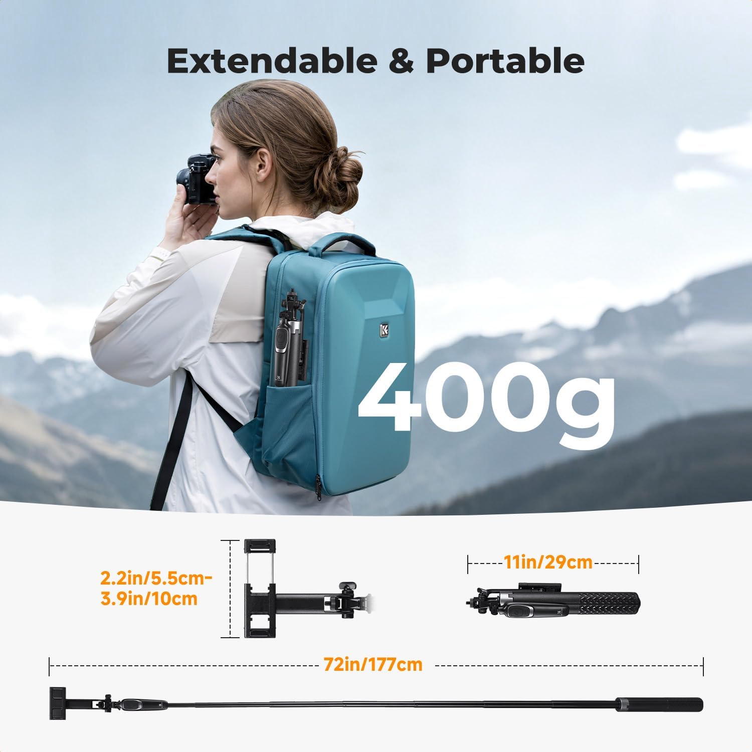 Detalle de K&F CONCEPT 180cm Phone Tripod with 4-Leg Base and Wireless Remote (A702)