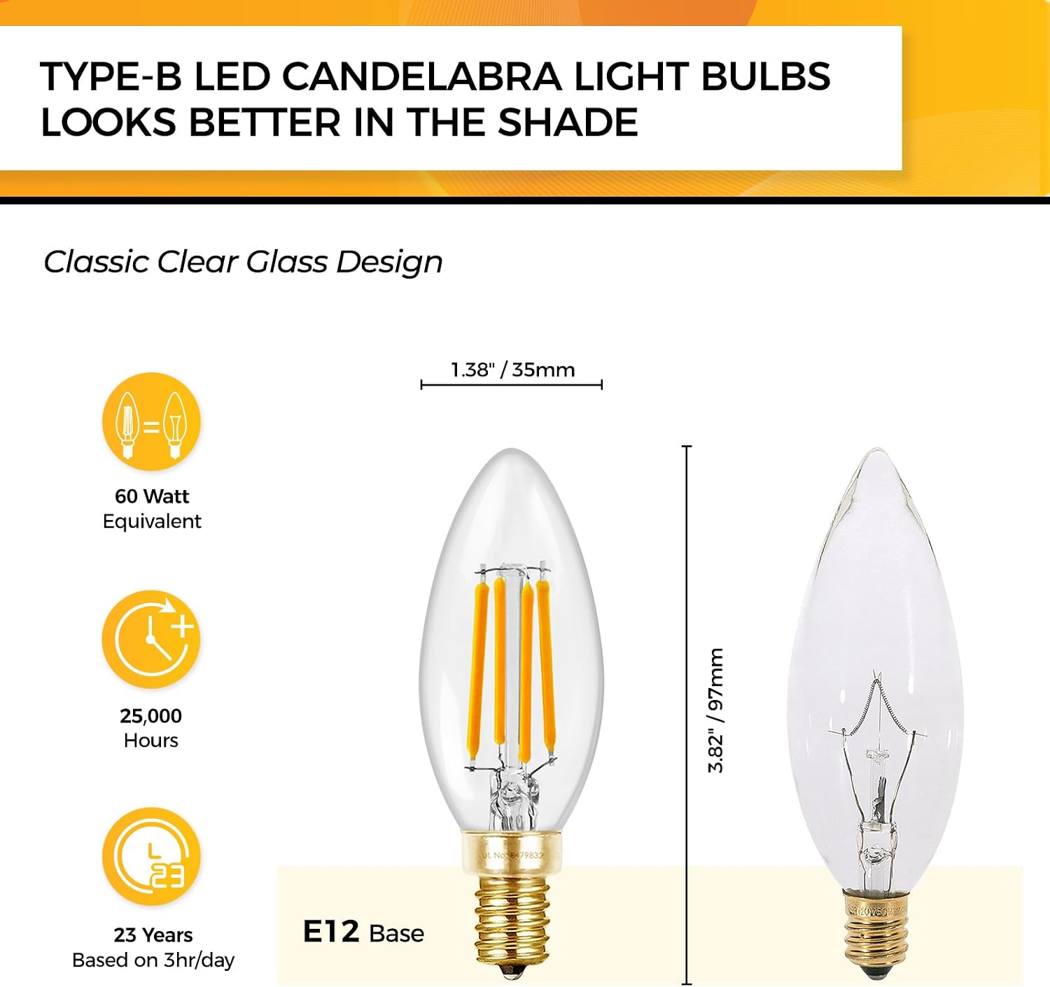 Detalle 2 de HIZASHI LY-C35-6W-W-90-C E12 LED Candle Bulbs, Dimmable, 2700K, 6-Pack