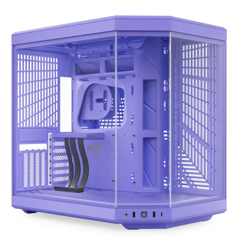 Detalle de Hyte Y70 Cristal Templado USB 3.2 Violet — Caixa ATX de doble cámara con refrigeración avanzada