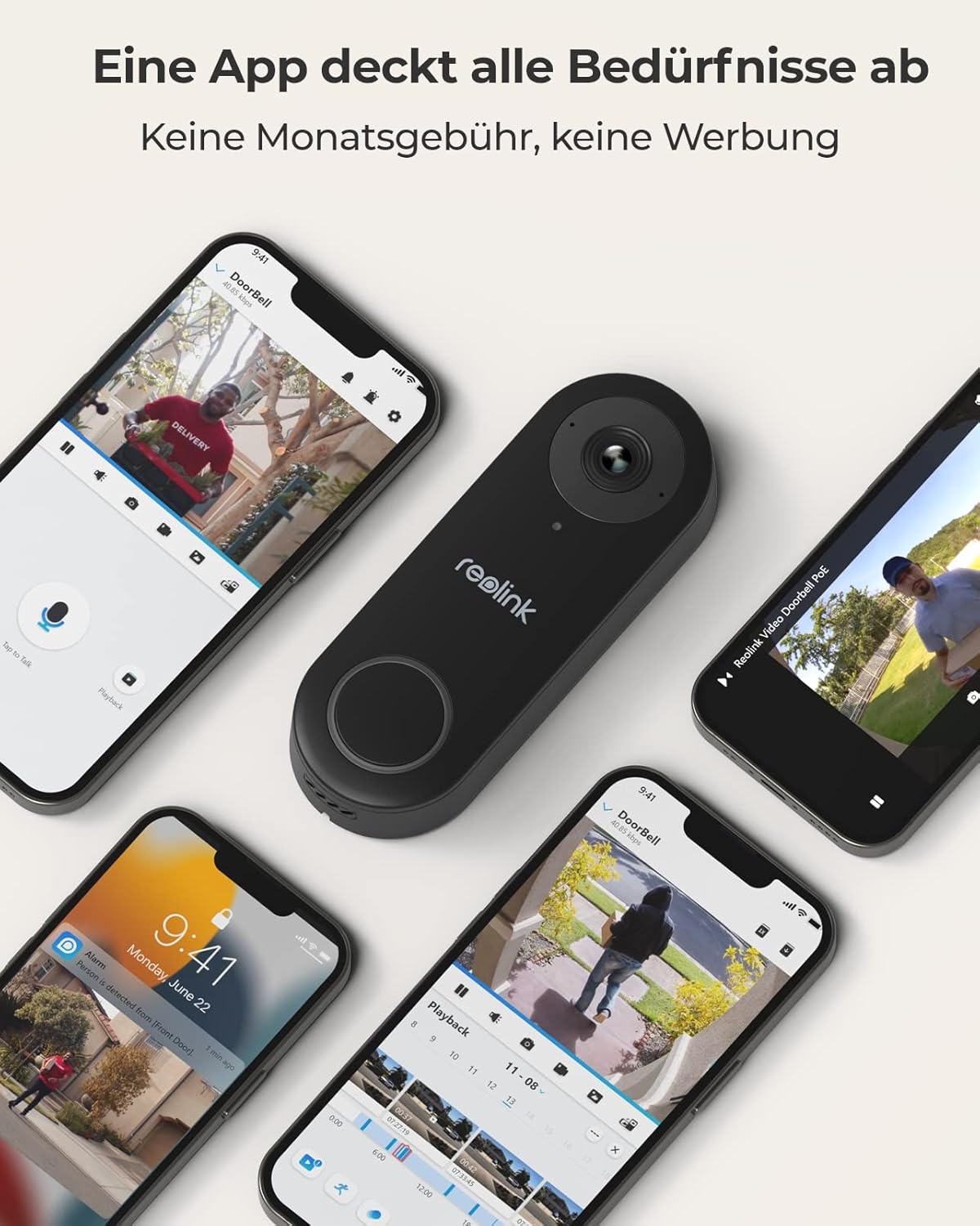 Detalle de Reolink 5MP Video-Türklingel PoE mit Chime – UHD, 180° Ultraweitwinkel, Humanoid-Erkennung, wasserdicht, Alarme, NVR-kompatibel (Generalüberholt)