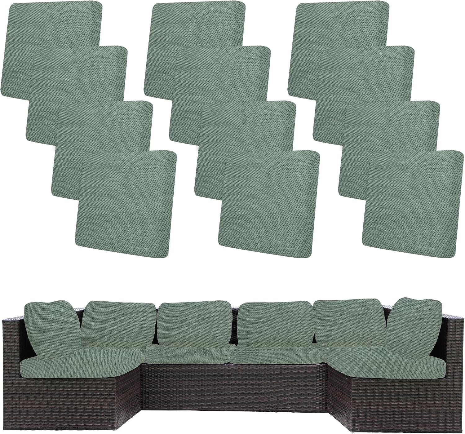 Detalle de BIETYONE outdoor Patio Cushion Covers, 12-Piece Stretch-Fit Polyester Set