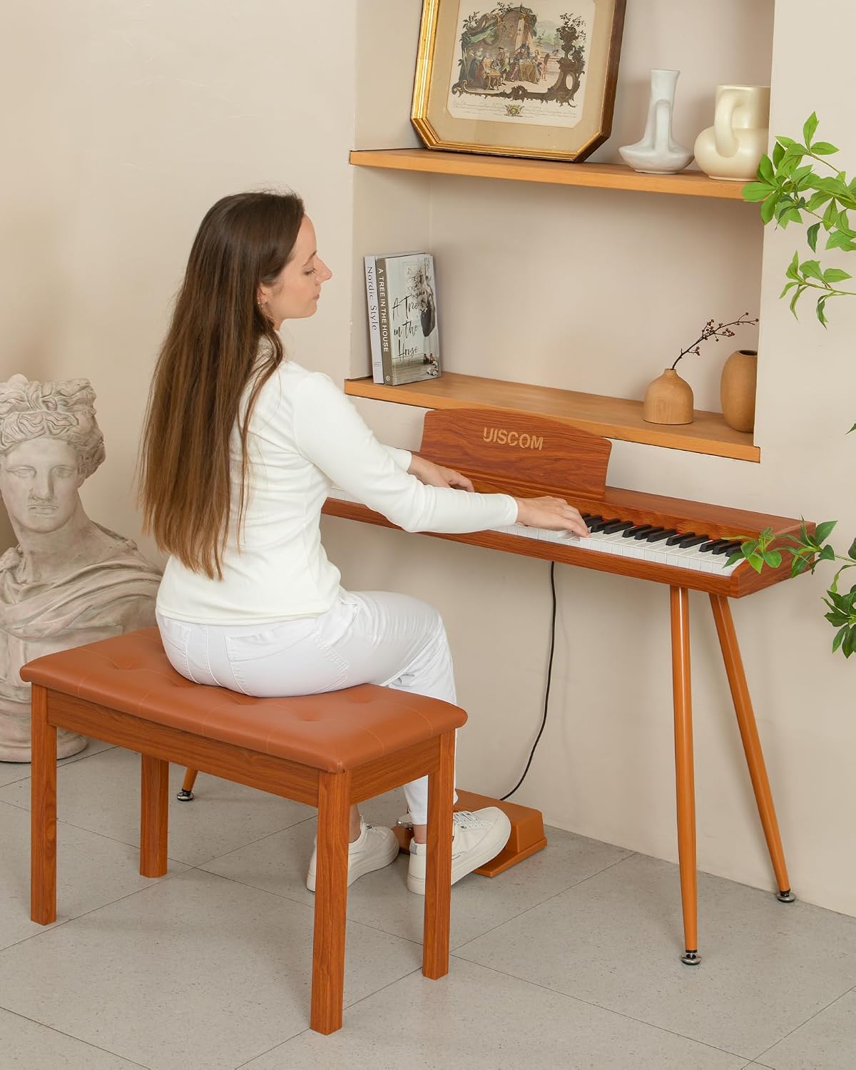 Thumbnail 1 de UISCOM U-BC001BR Duet Piano Bench with Padded Seat and Storage