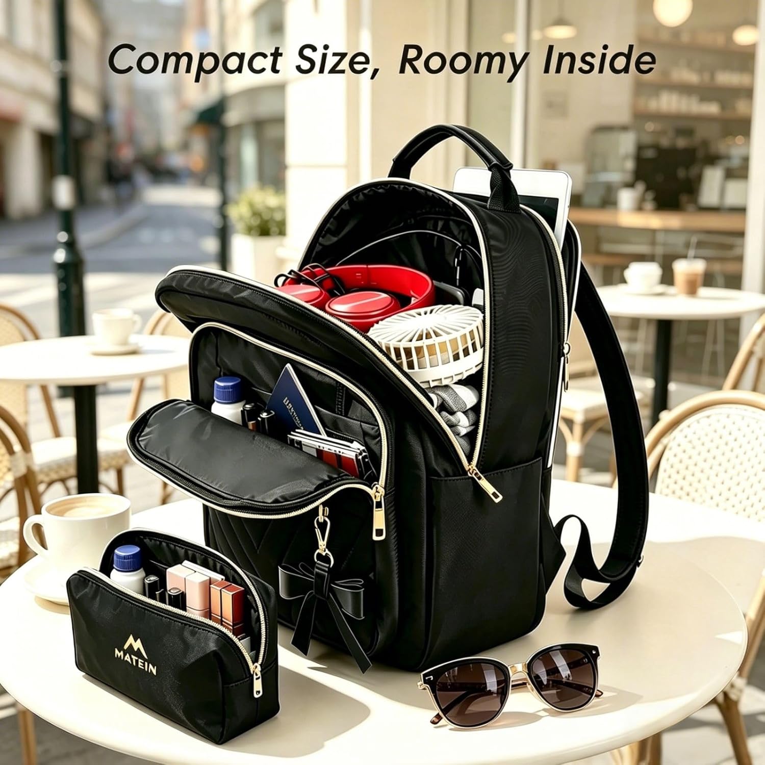 Detalle de MATEIN Mini Backpack, 12.5 x 10.5 x 6 inches