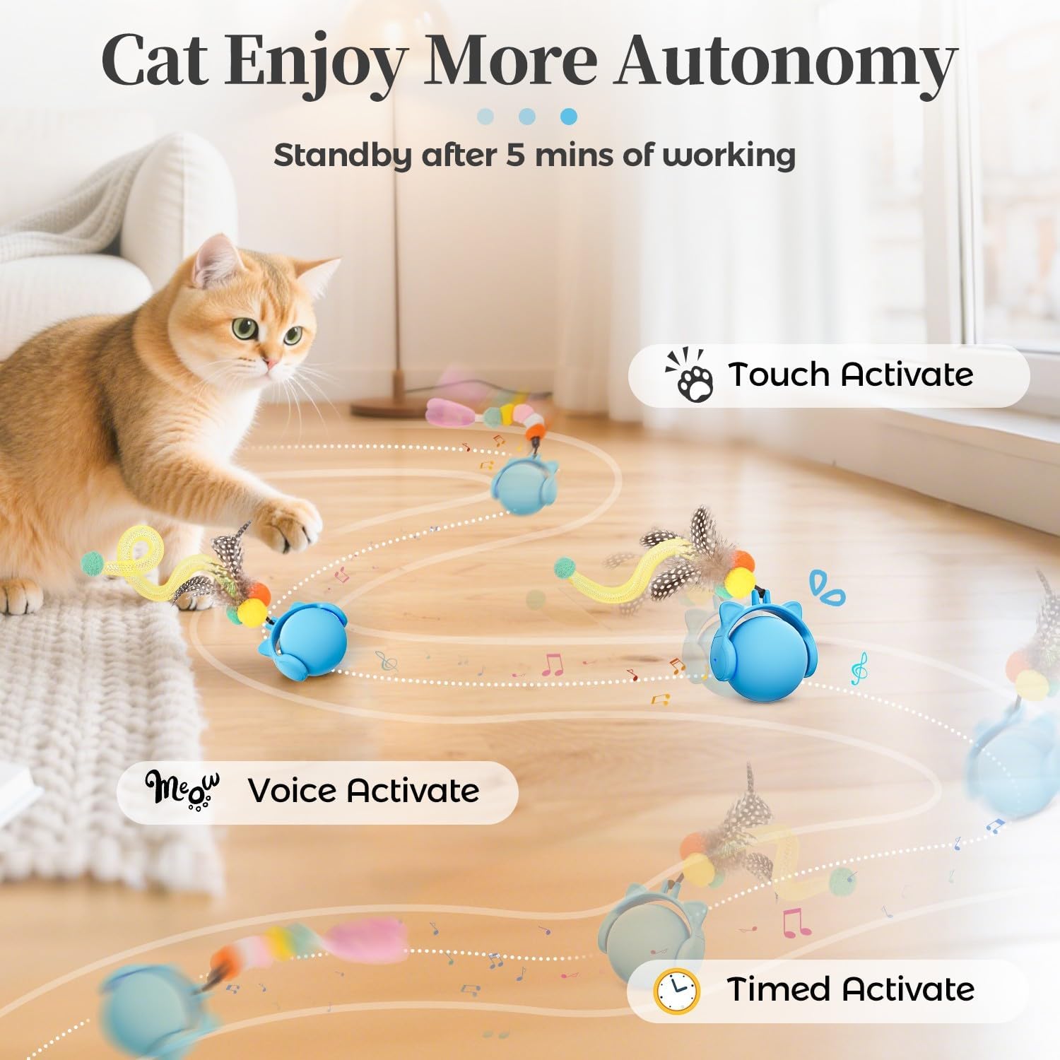 Thumbnail 1 de GoldenSun Cat Toys: Interactive Ball Toy for Indoor Cats