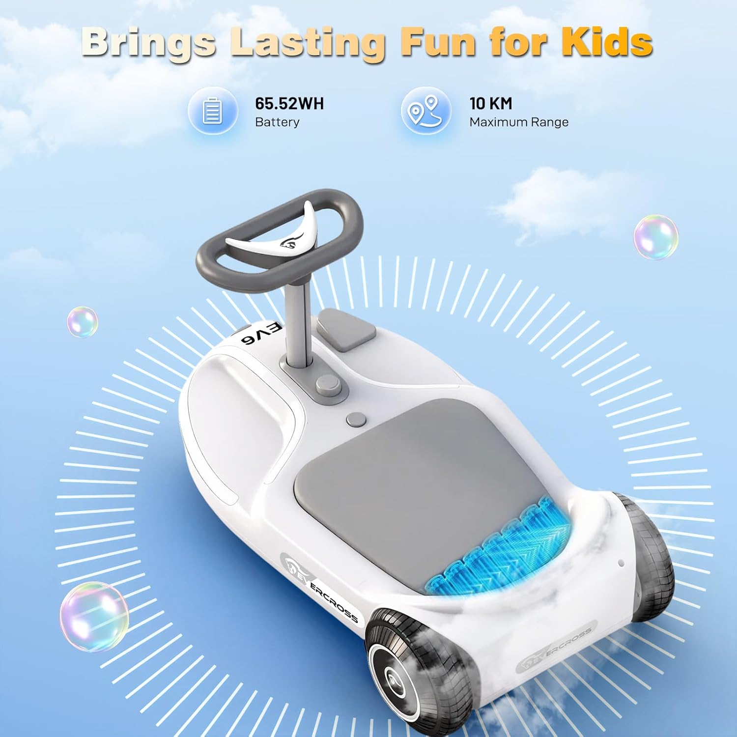 Detalle de EVERCROSS EV6: Fuoristrada elettrica 4-in-1 per bambini con 90W, LED, Bluetooth e guida a 360°